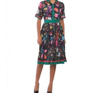 Dalia MacPhee size small Floral Print Dress with Green Accents